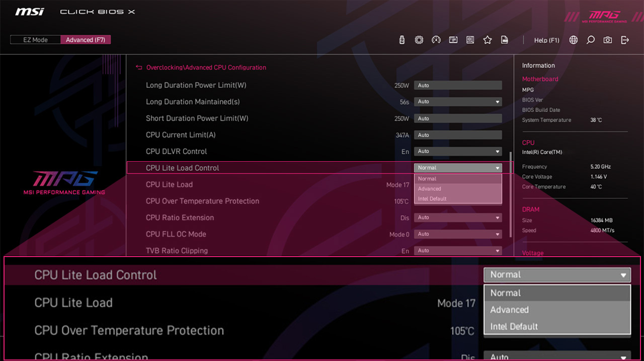 CPU Lite Load Control