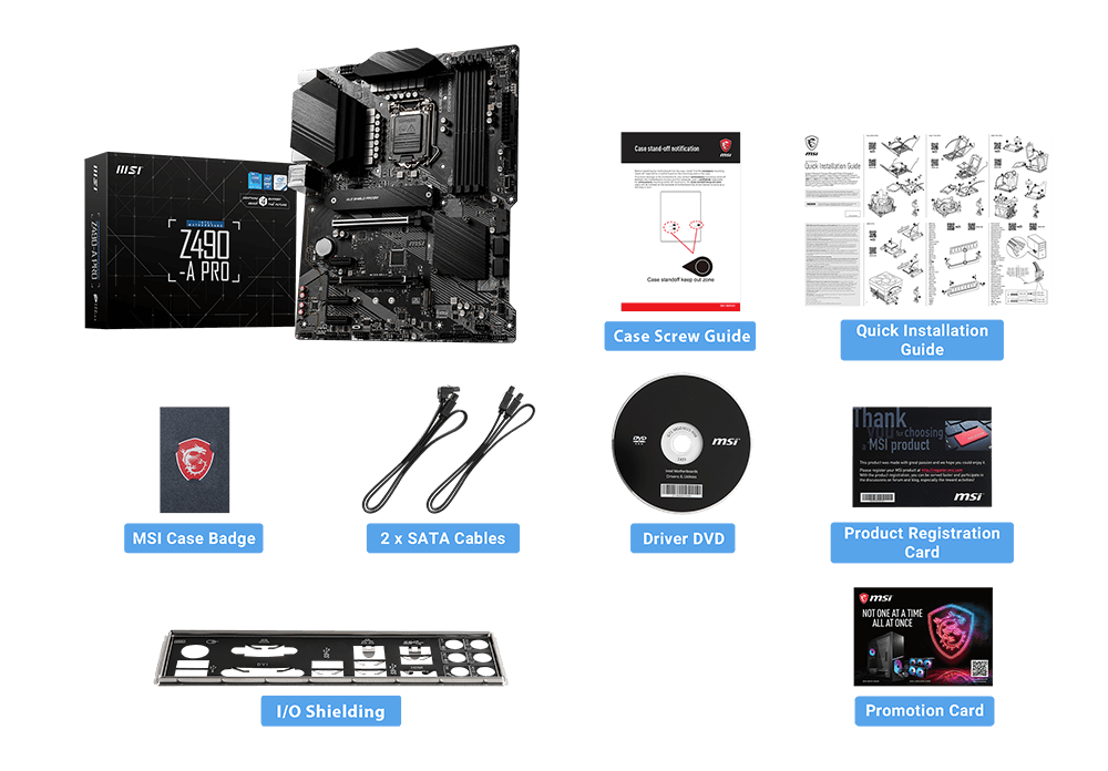 MSI Z490-A PRO box content