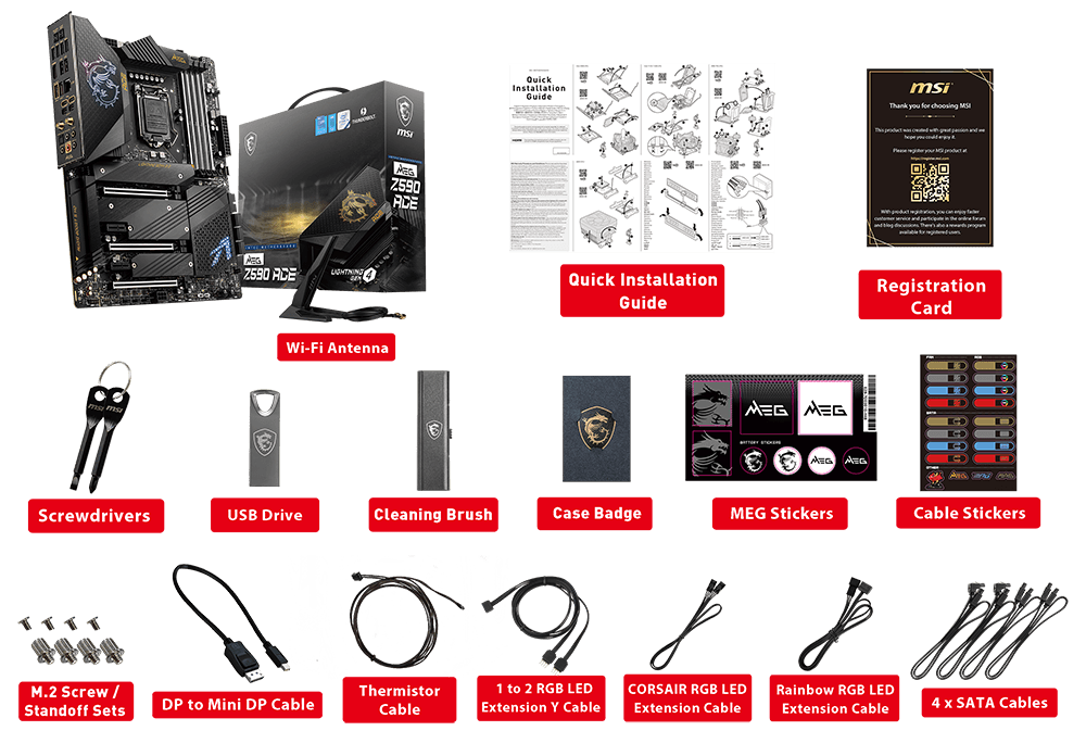 MSI MEG Z590 ACE box content