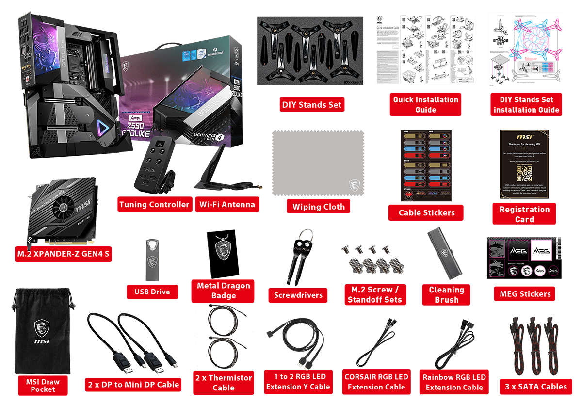 MSI MEG Z590 GODLIKE box content