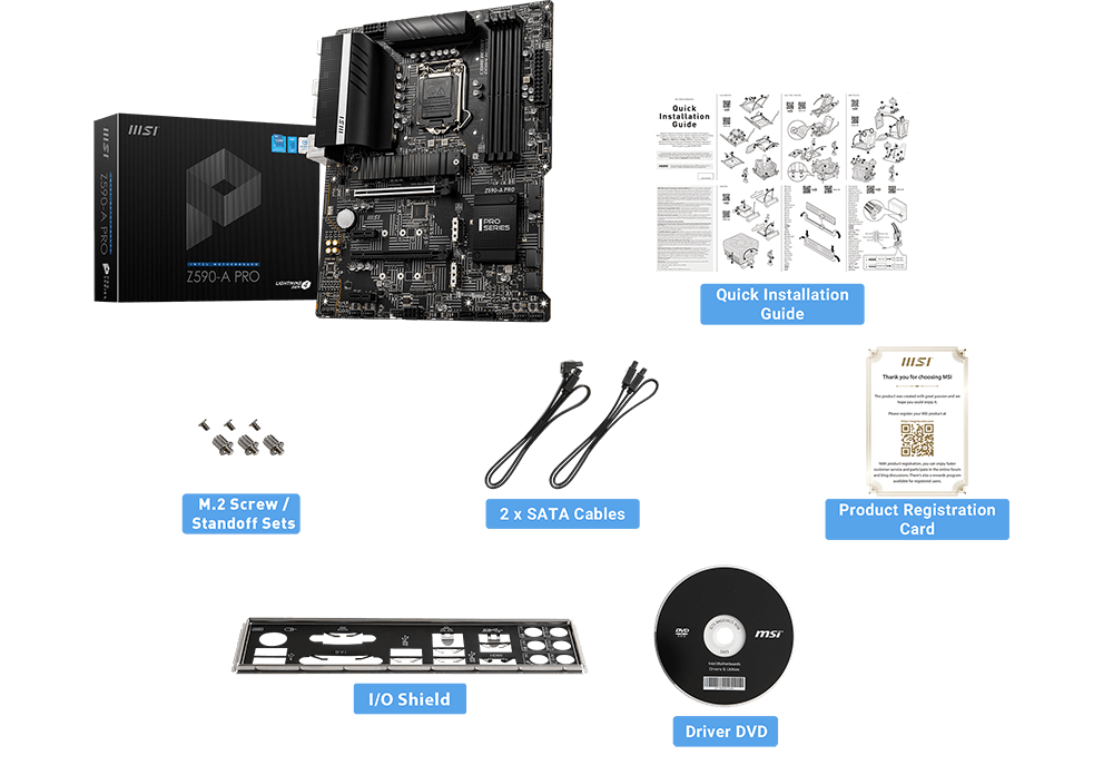 MSI Z590-A PRO box content