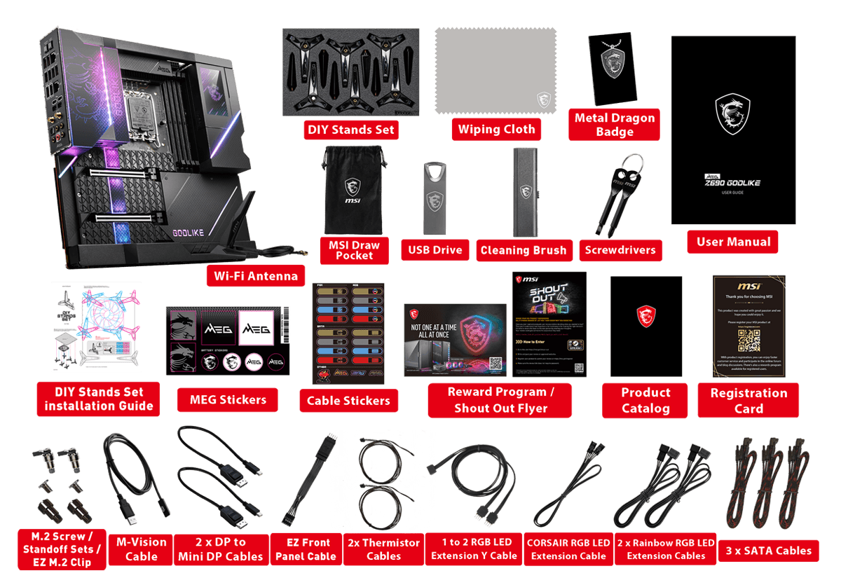 MSI MEG Z690 GODLIKE box content