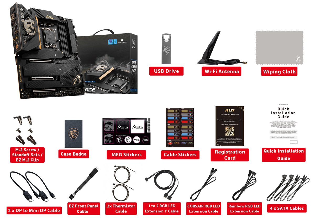 MSI MEG Z690 ACE box content