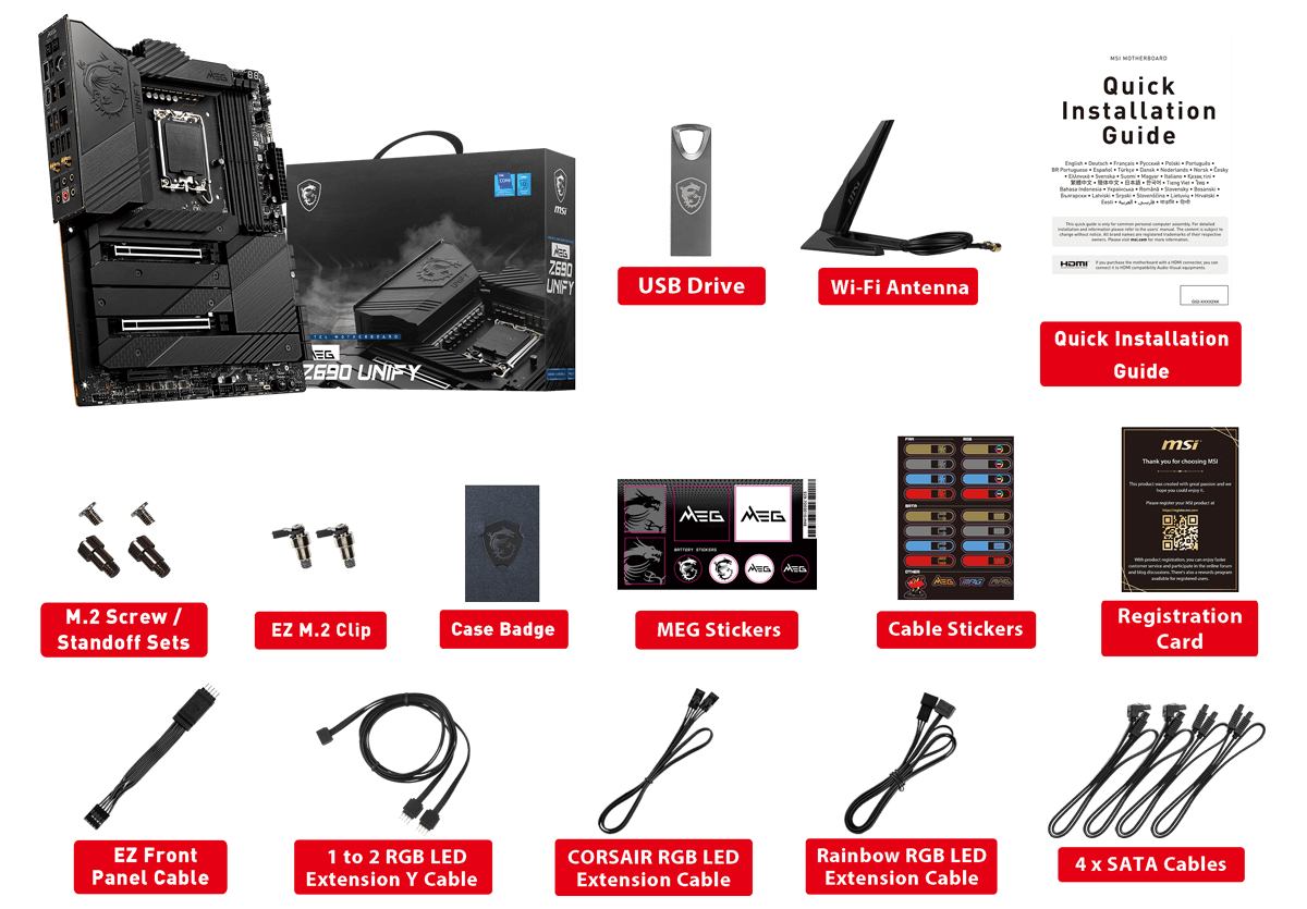 MSI MEG Z690 UNIFY box content