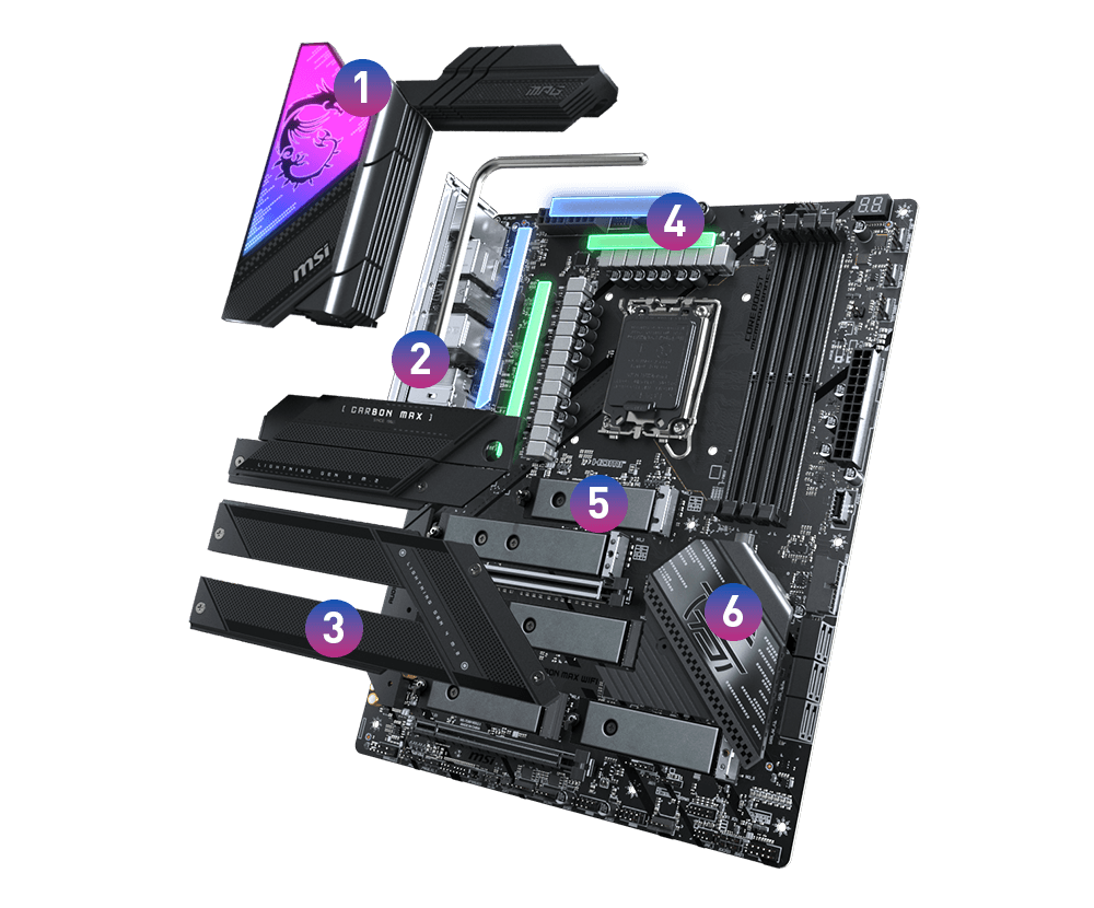 msi Z790 CARBON MAX WIFI cooling overview mobile