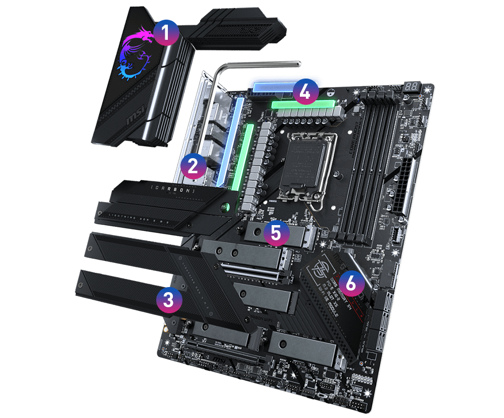 msi Z790 CARBON WIFI cooling overview mobile