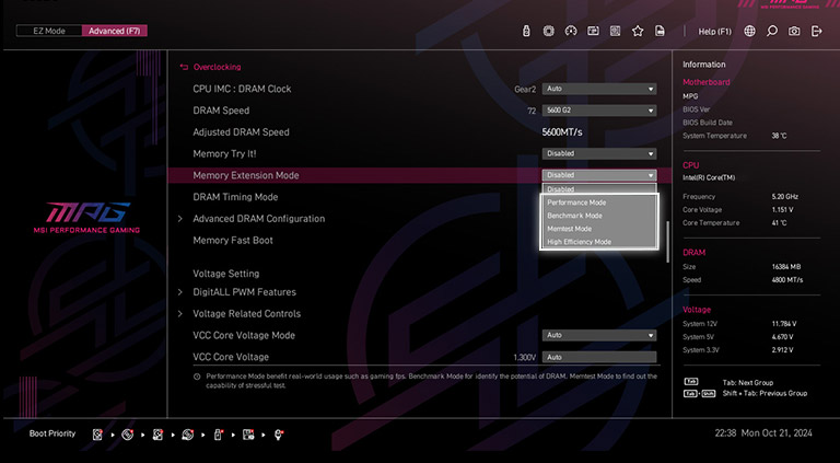 Msi Extension MPG Screen