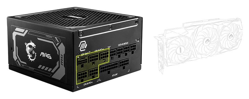 MSI MAG A1250GL PCIE5 with MSI Graphic Cards