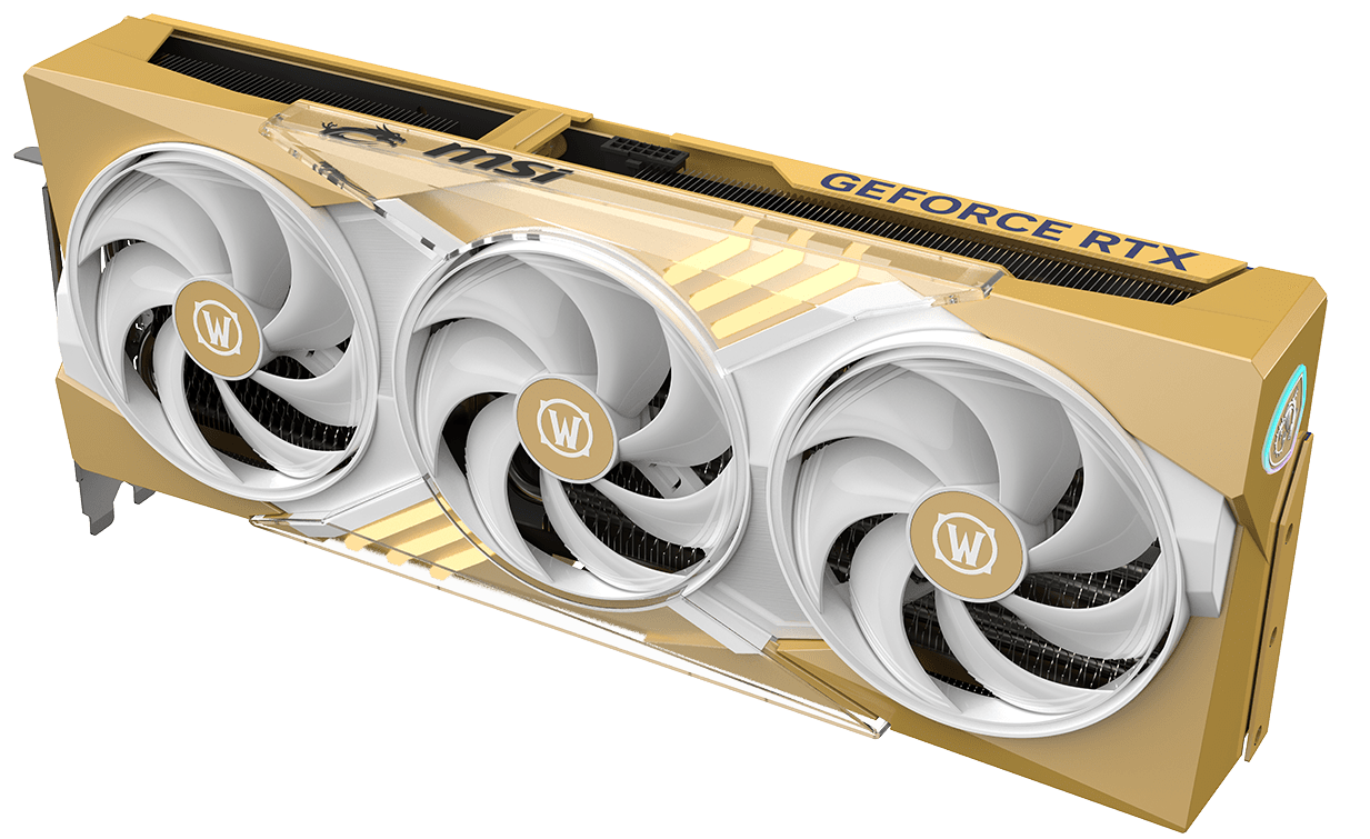 MSI World of Warcraft Midnight Light Edition graphics card design view (front)