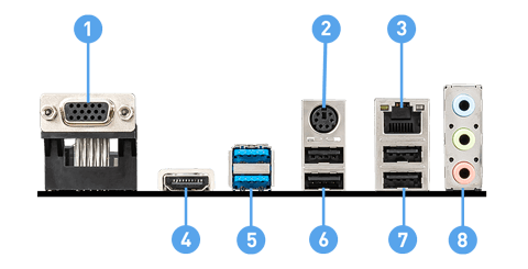MSI H410M PRO-VH back panel ports