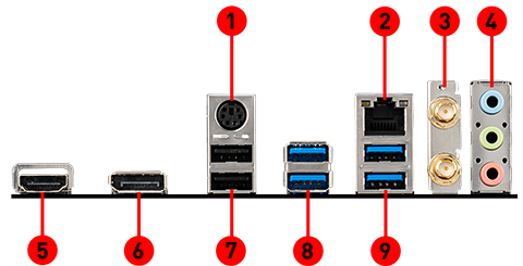 MAG B550M VECTOR WIFI back panel ports