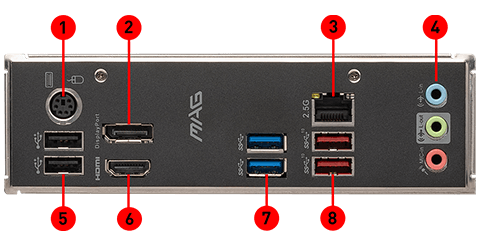 MAG B660M BAZOOKA back panel ports