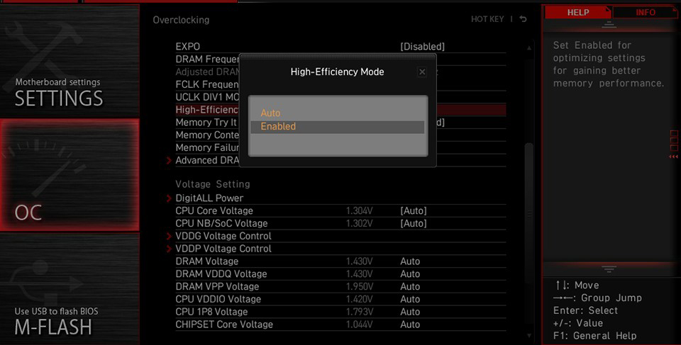 Memory Try It! & MSI High-Efficiency Mode